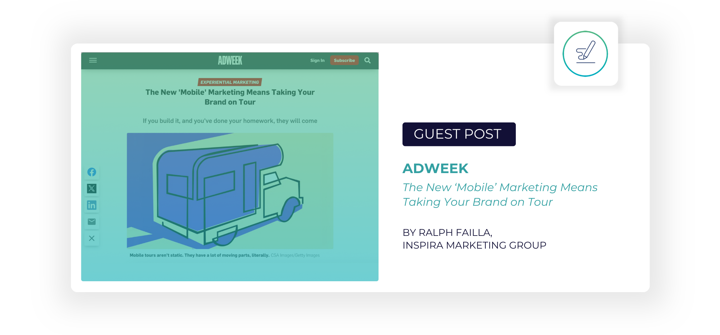 Guest post in Adweek by Ralph Failla of Inspira Marketing Group: The New 'Mobile' Marketing Means Taking Your Brand on Tour