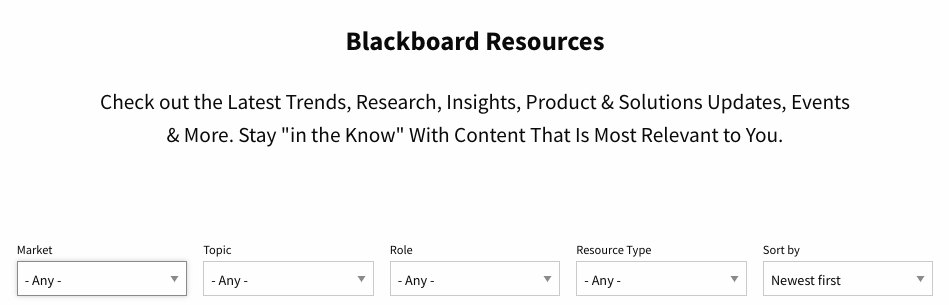A screenshot of the Blackboard resources.