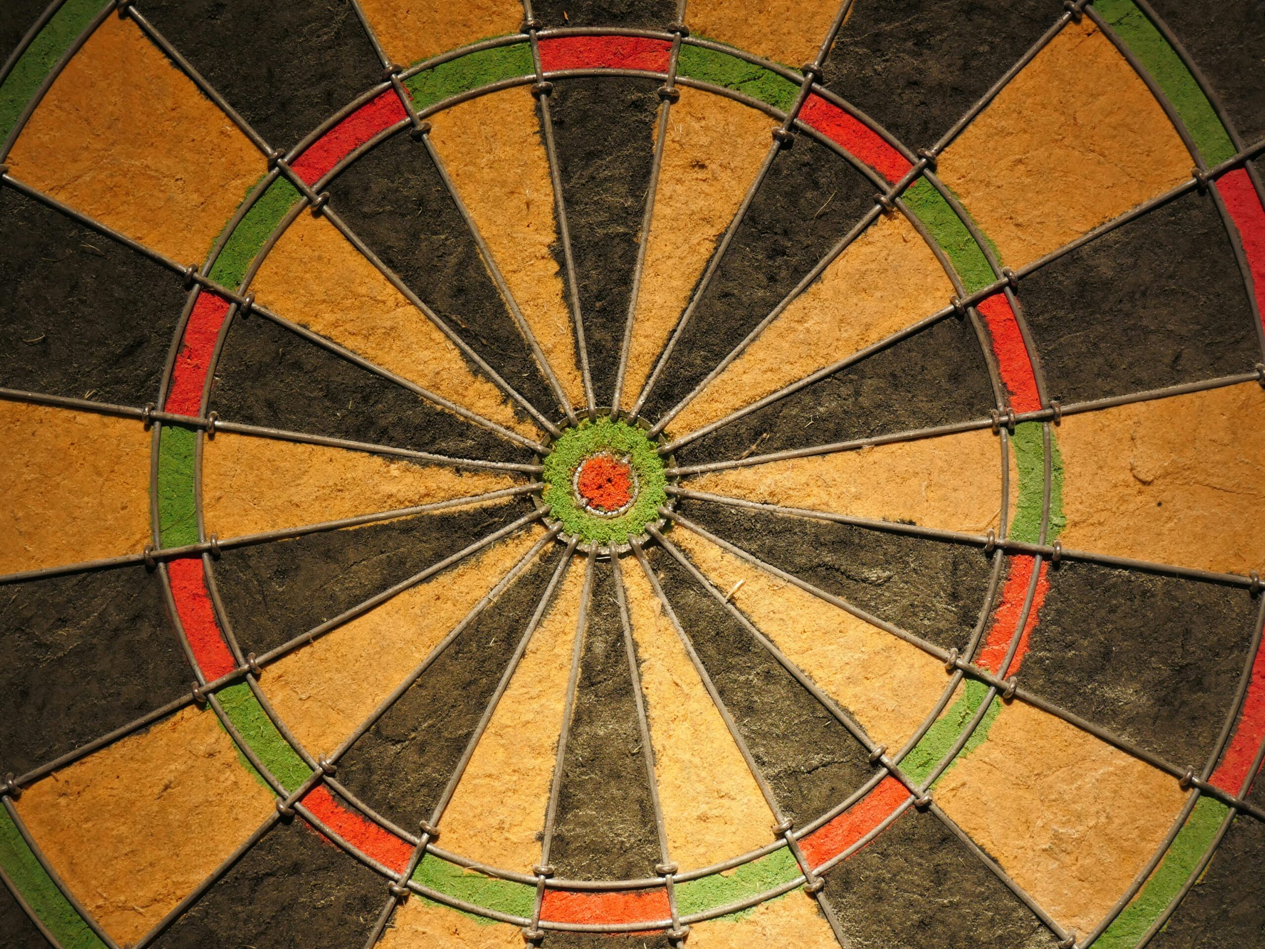 A close up photo of a dart board.