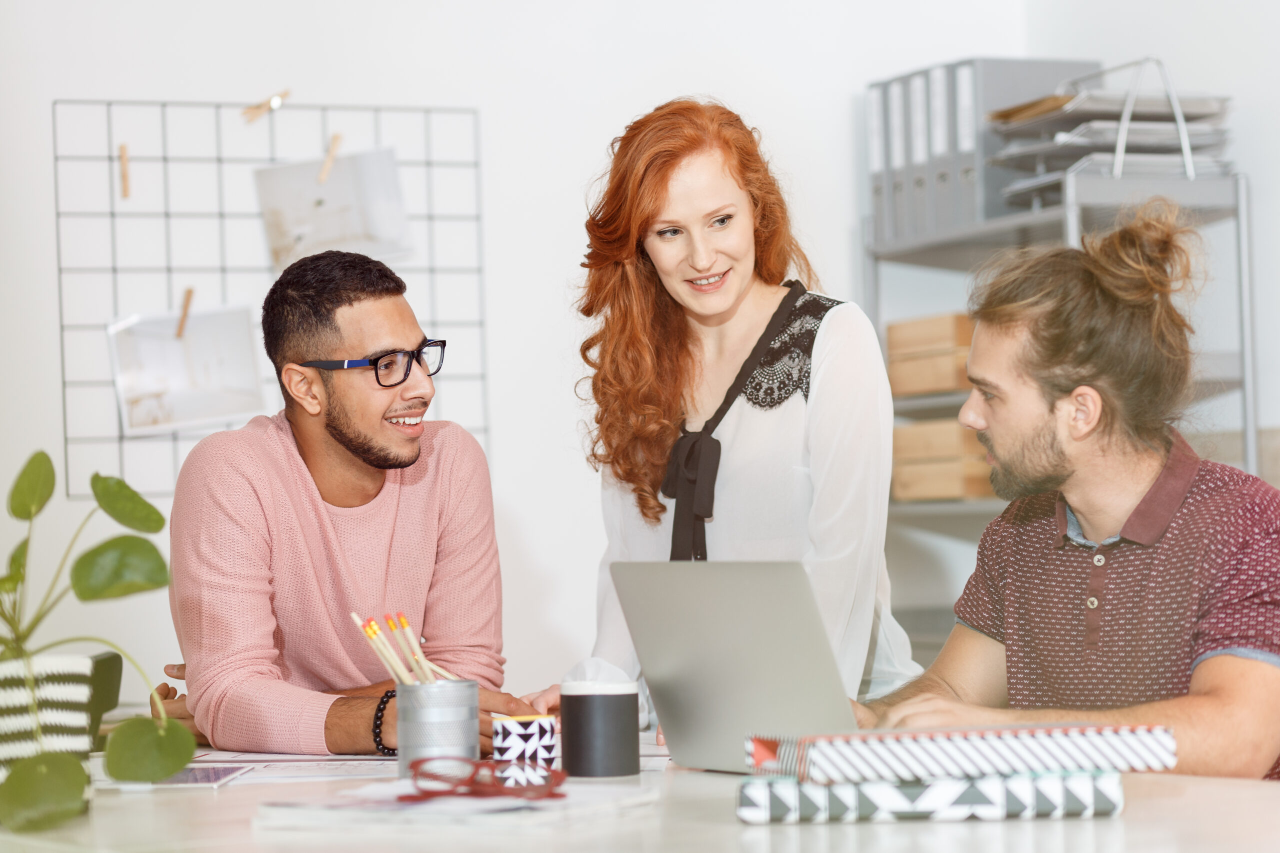 Female talking to colleagues