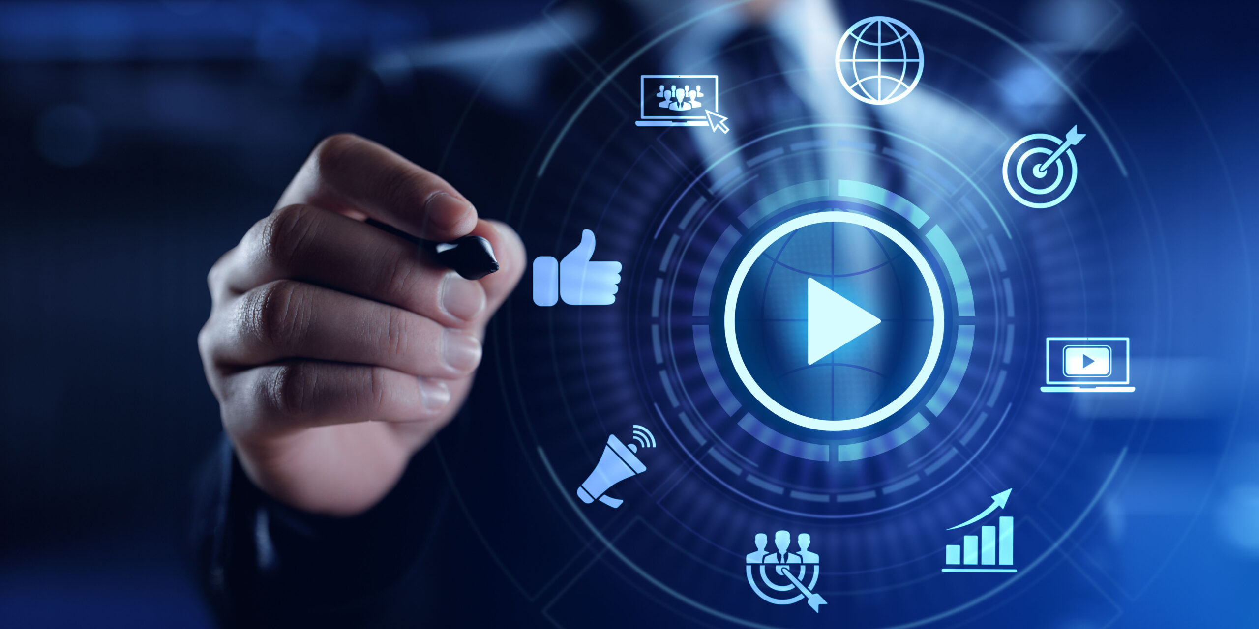 Video marketing internet advertising business technology concept
