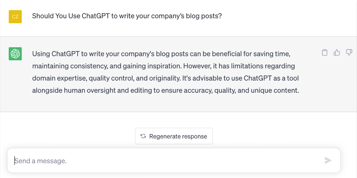 shouldn't use chatgpt to write blog posts